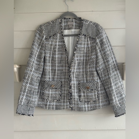 Chico's Jackets & Blazers - Chico's Black Tweed Fringe Blazer Jacket Women’s Size 8/10 (Chico’s Size 1)